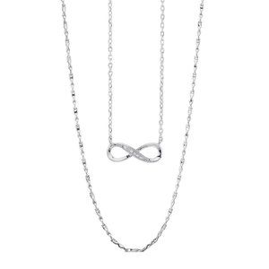 New UNWRITTEN Silver Plated Clear Cubic Zirconia Infinity Necklace